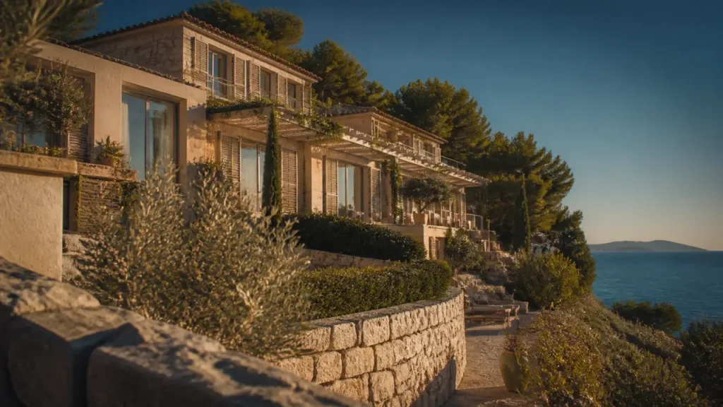 Architecture cote d azur : villa en terrasses surplombant la Méditerranée