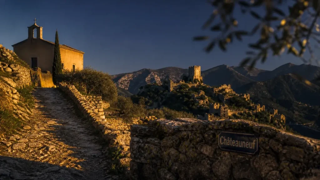 Châteauneuf Villevieille : ruines médiévales et vues sur le Paillon