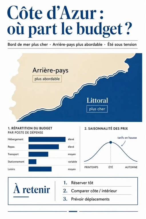 Côte d’Azur prix : visualisation éditoriale des facteurs qui font varier le budget d’un séjour