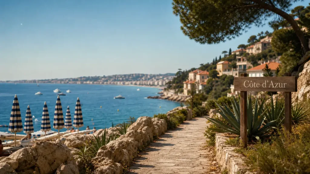 Itinéraire côte d'azur : Promenade des Anglais à Nice, vue mer