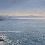 La corse vue de la cote d azur : crêtes corses à l’horizon depuis la Côte d’Azur