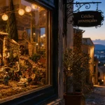 Noël côte d’azur : crèche provençale en ruelle illuminée