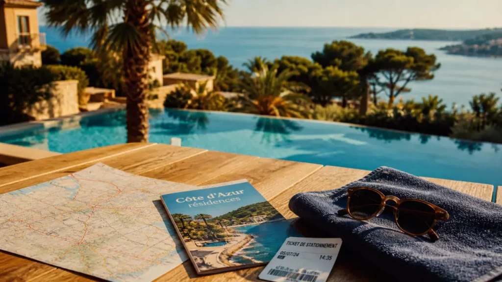 Pierre et Vacances cote d azur : terrasse, piscine turquoise et mer