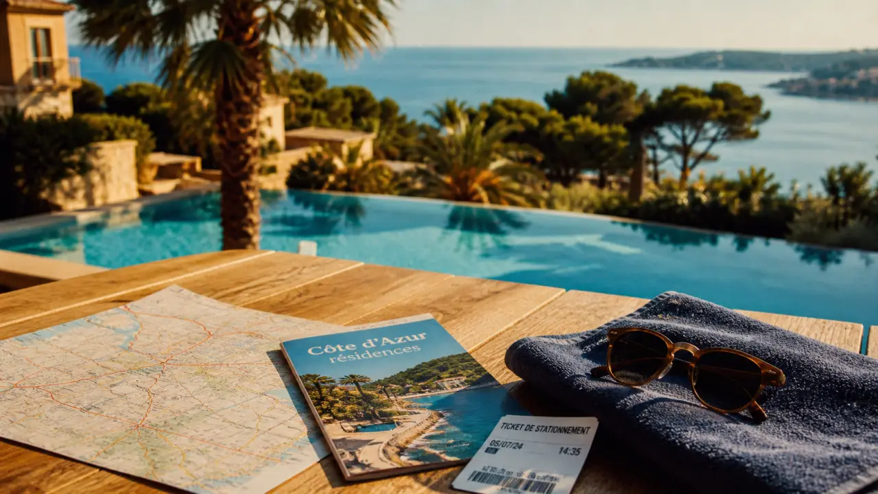 Pierre et Vacances cote d azur : terrasse, piscine turquoise et mer