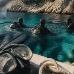 Plongée côte d’azur : plongeurs et guide au large