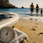 temperature eau cote d azur 22°C, thermomètre et plage