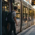 Tramway de Nice : départ vers l’aéroport près de Jean Médecin