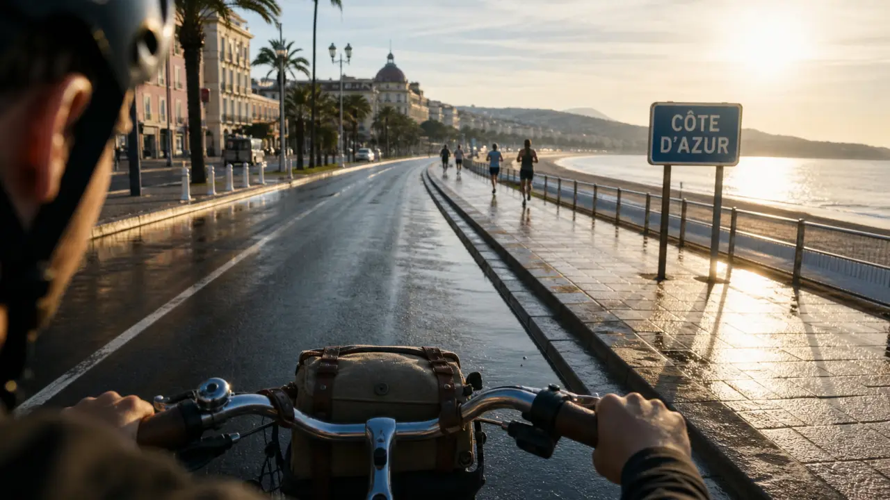 vélo côte d’azur : route littorale accessible près de la Baie des Anges