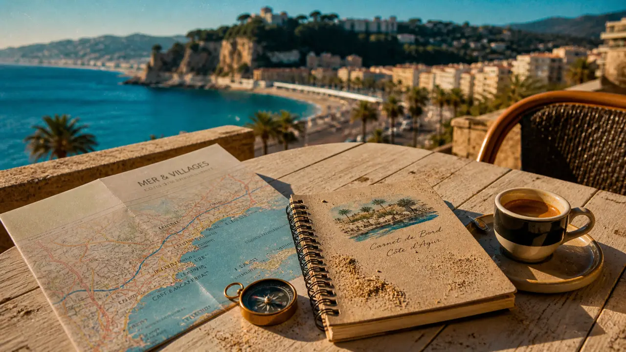 Visiter côte d’azur : carte Mer & Villages sur terrasse, mer et Promenade des Anglais