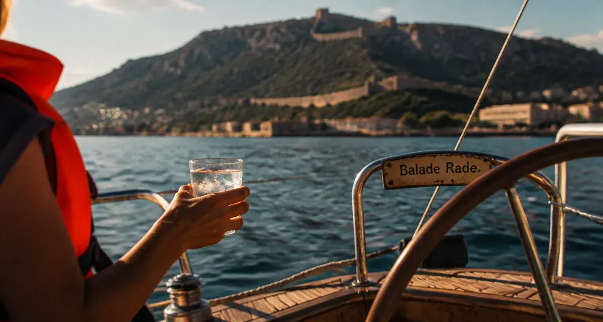 Activités Toulon : voilier dans la rade de Toulon, verre d’eau glacée