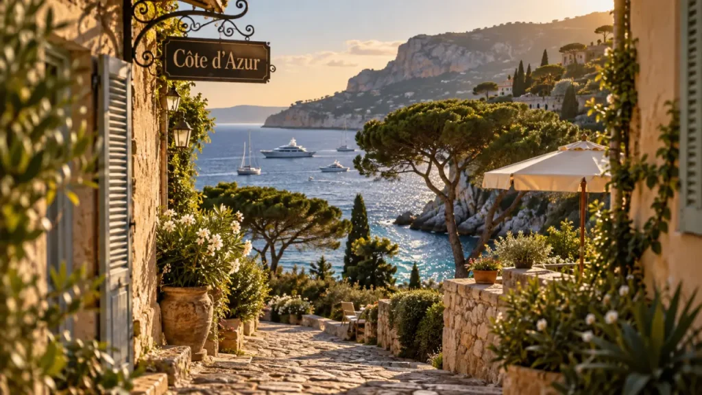 C est quoi la cote d azur : allée de pierre sèche vers la mer, Côte d’Azur