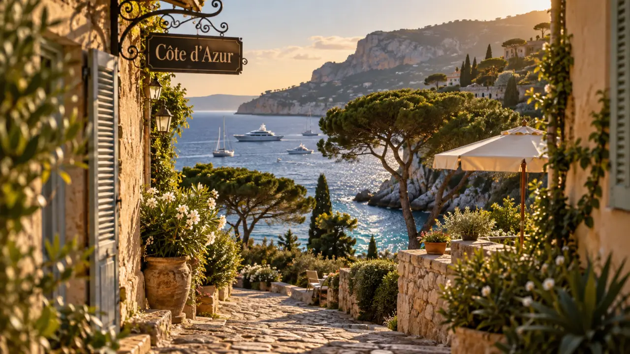 C est quoi la cote d azur : allée de pierre sèche vers la mer, Côte d’Azur