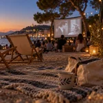 cinema plein air cote d azur : Nice, plaid et spectateurs sur la plage