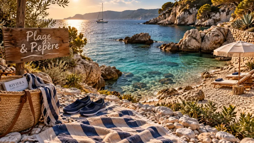 cote d azur beach : crique aux galets et eau turquoise