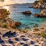 cote d azur beach : crique aux galets et eau turquoise