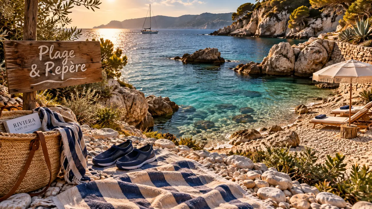 cote d azur beach : crique aux galets et eau turquoise