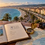 Cote d azur towns : carte et boussole à Nice, Promenade des Anglais