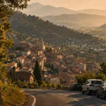 drap cote d azur, vallée du Paillon, village au golden hour