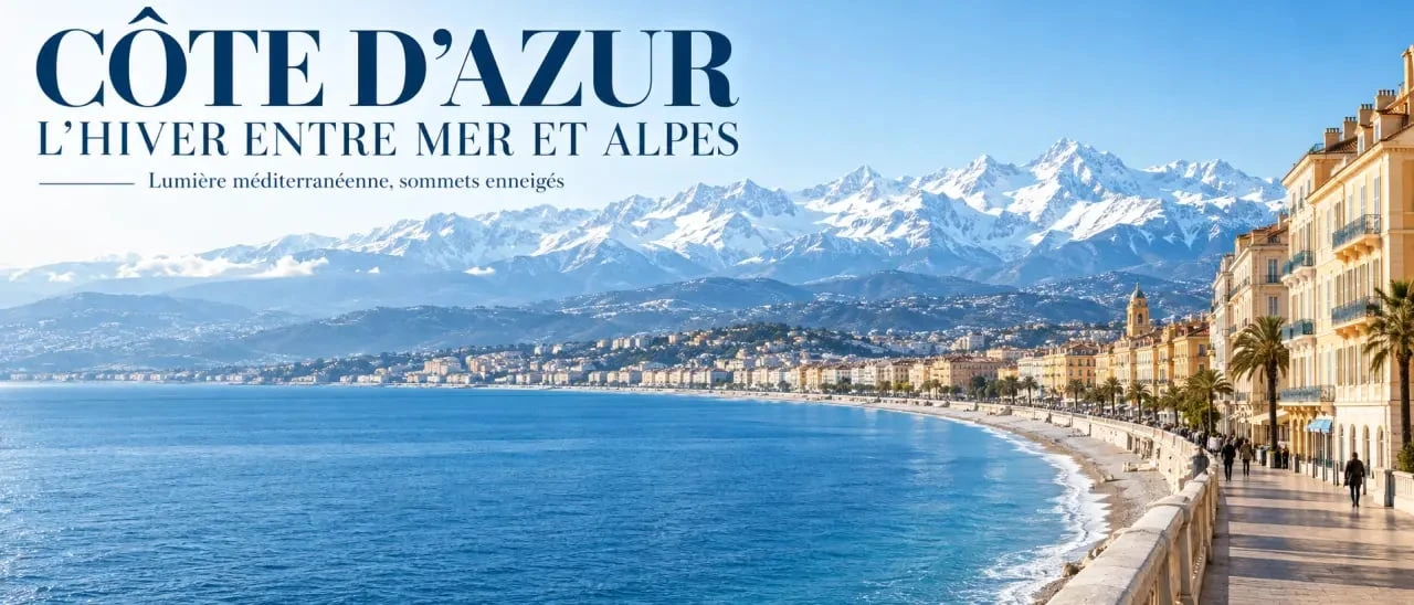 Mer et montagnes enneigées sur la Côte d’Azur en hiver
