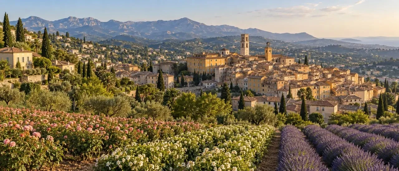 Grasse, ville du parfum sur la Côte d’Azur, entre centre ancien et champs de fleurs