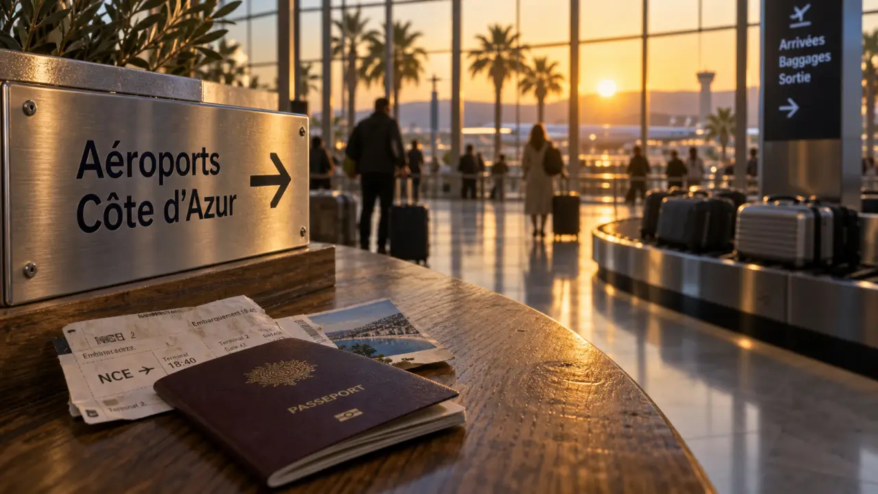 Flughäfen cote d azur : panneau et bagages à l’aéroport, arrivée vers Nice, Toulon-Hyères ou Marseille