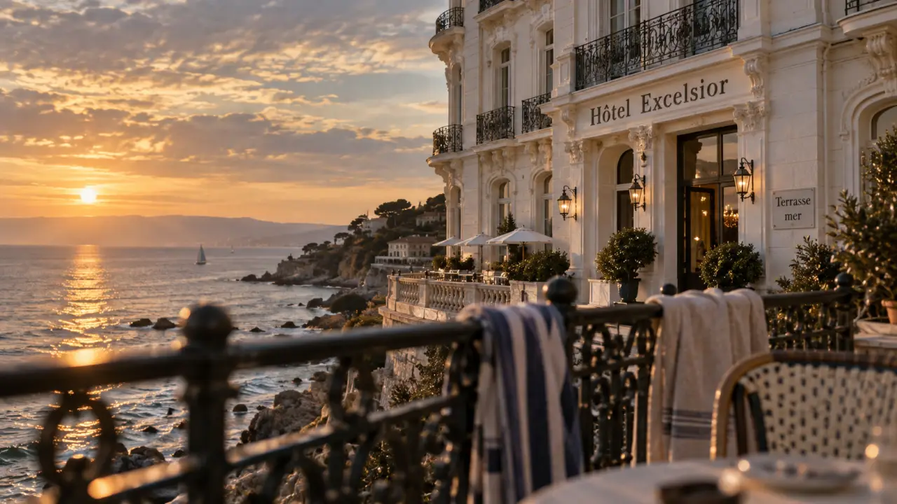 Hôtel Excelsior côte d azur saint raphaël photos : façade Belle Époque face à la mer depuis la Promenade des Bains