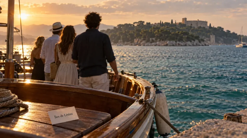 Iles de lerins depuis Cannes : Sainte-Marguerite en golden hour