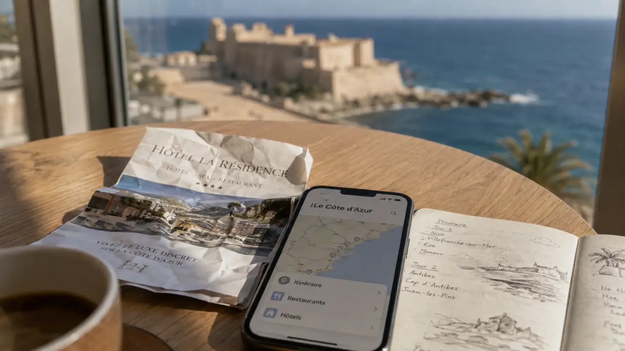 Le cote d azur toulon : carte sur smartphone et vue Fort Saint-Louis