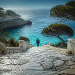 Le sentier du littoral cap d'antibes, tour de Tirepoil au bord de la Méditerranée