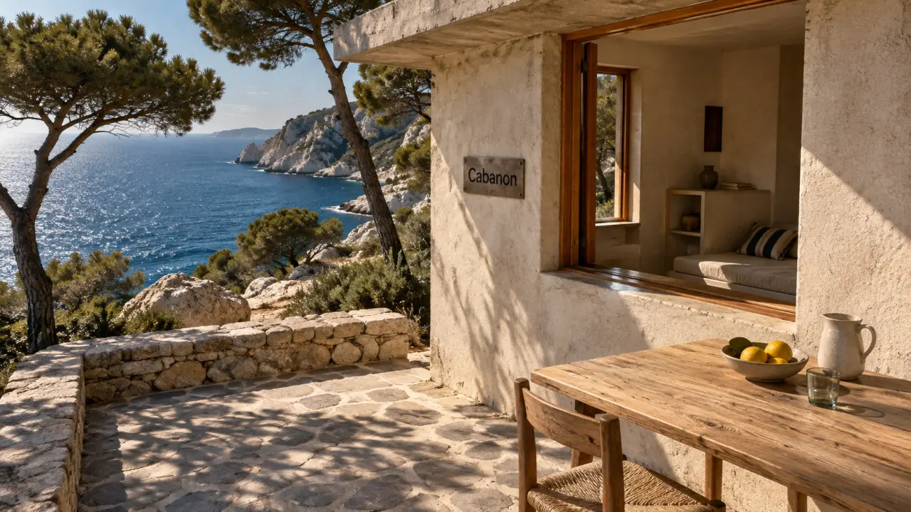 Maison le corbusier cote d azur : cabanon de Roquebrune, fenêtre ouverte et mobilier minimal