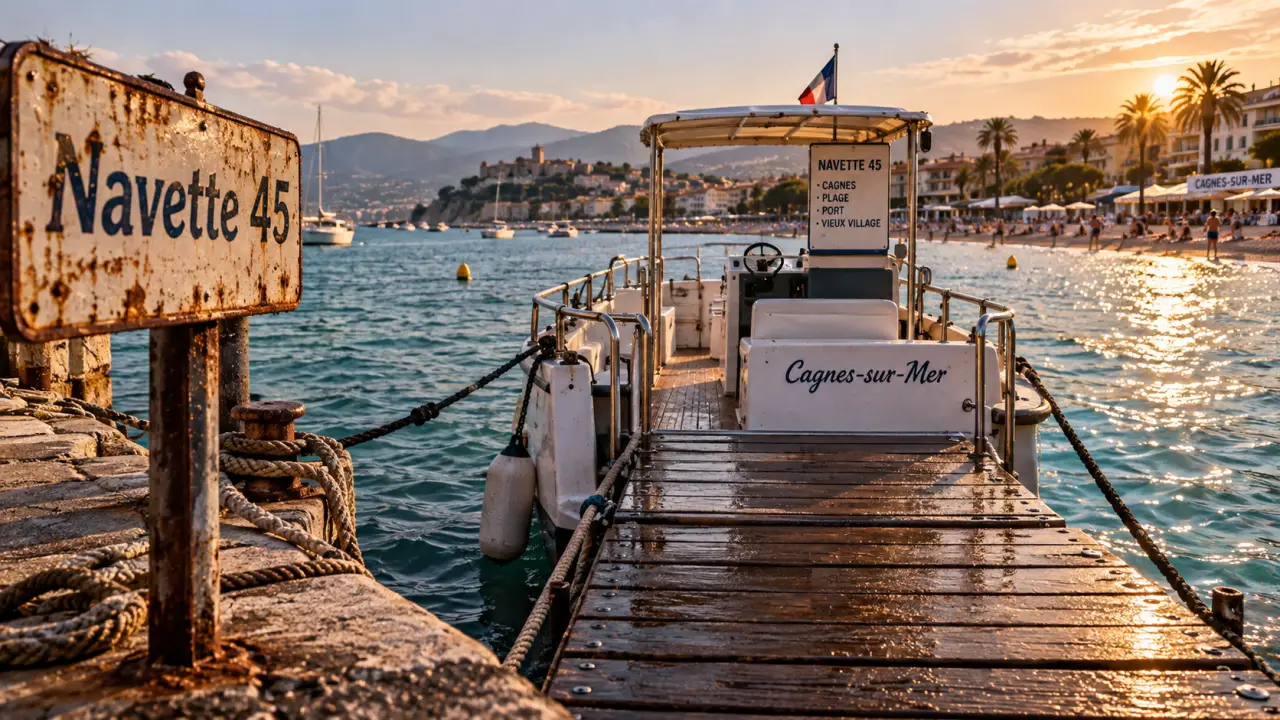 Navette plage côte d azur : bateau blanc à Cagnes-sur-Mer, ligne 45 gratuite
