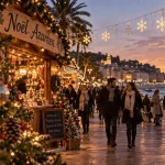 Sapin de Noël noel cote d azur près de la Méditerranée illuminée