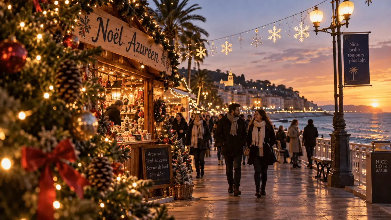 Sapin de Noël noel cote d azur près de la Méditerranée illuminée