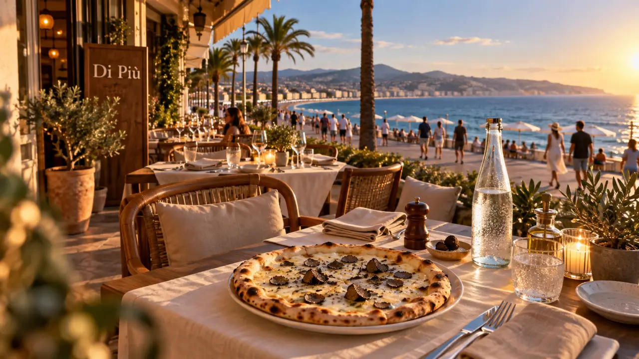 Restaurant italien Nice Promenade des Anglais, terrasse face à la baie des Anges