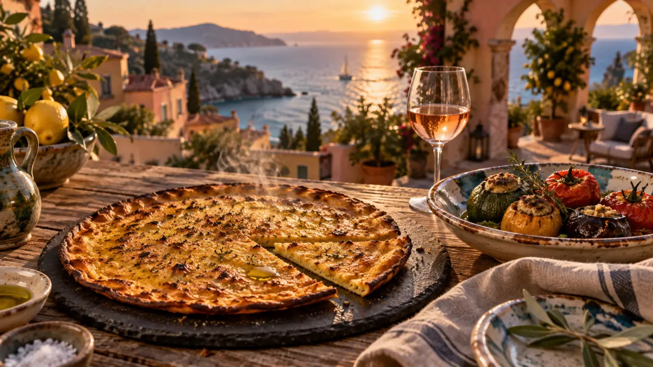 Restaurant typique côte d azur : socca fumante et vue mer