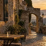 st paul de vence : ruelle vers les remparts au golden hour