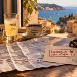 Staycation cote d azur, carte et café près de la Méditerranée