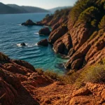 Theoule sur mer : crique rouge de l’Estérel, eau turquoise