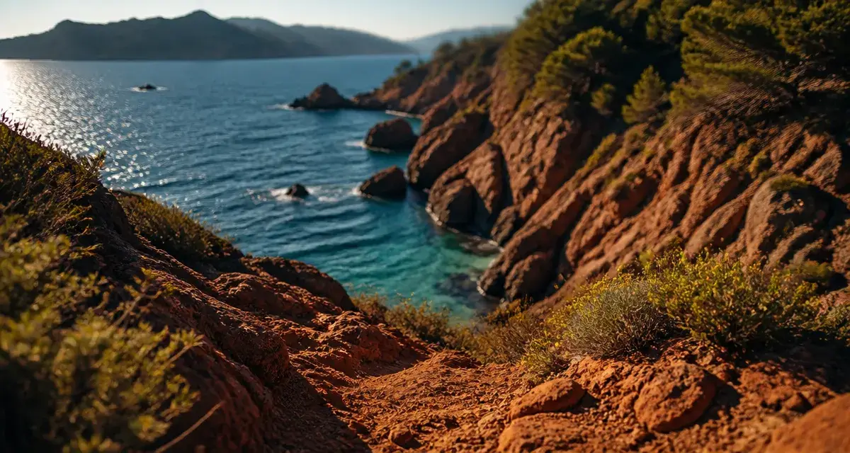 Theoule sur mer : crique rouge de l’Estérel, eau turquoise