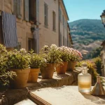 Ville parfum Côte d Azur : Grasse, ruelle et fleurs de jasmin
