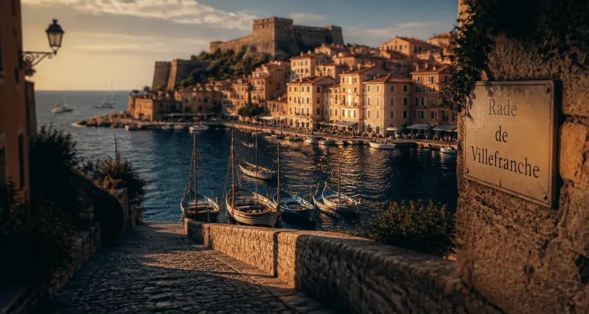 Villefranche sur mer, rade et vieille ville, barques au port
