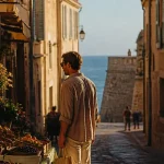 Visiter Antibes : ruelle du vieil Antibes vers les remparts et la Méditerranée
