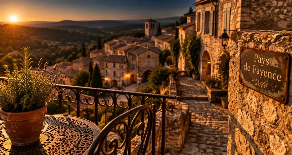 Beau village autour de Saint-Raphaël, Pays de Fayence au coucher du soleil