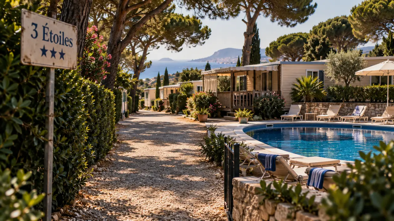 Camping 3 étoiles cote d azur : piscine et transats