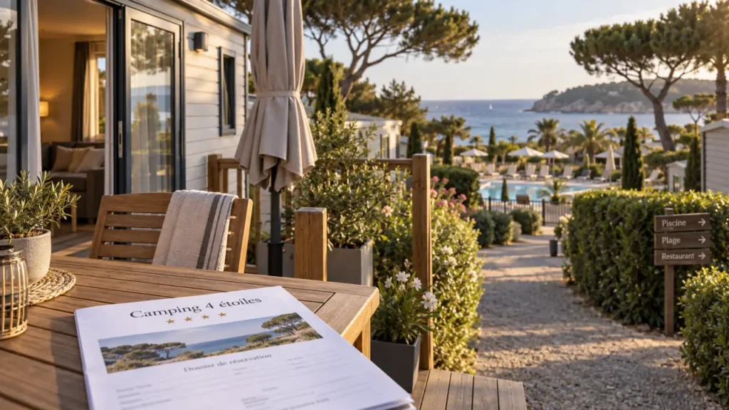 camping 4 etoile cote d azur : mobil-home et terrasse près des plages
