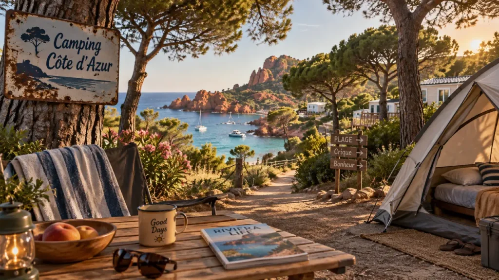 Campingplätze cote d azur : crique azur depuis un camping ombragé