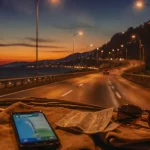 cannes monaco distance sur l’autoroute côtière, panneaux Cannes et Monaco