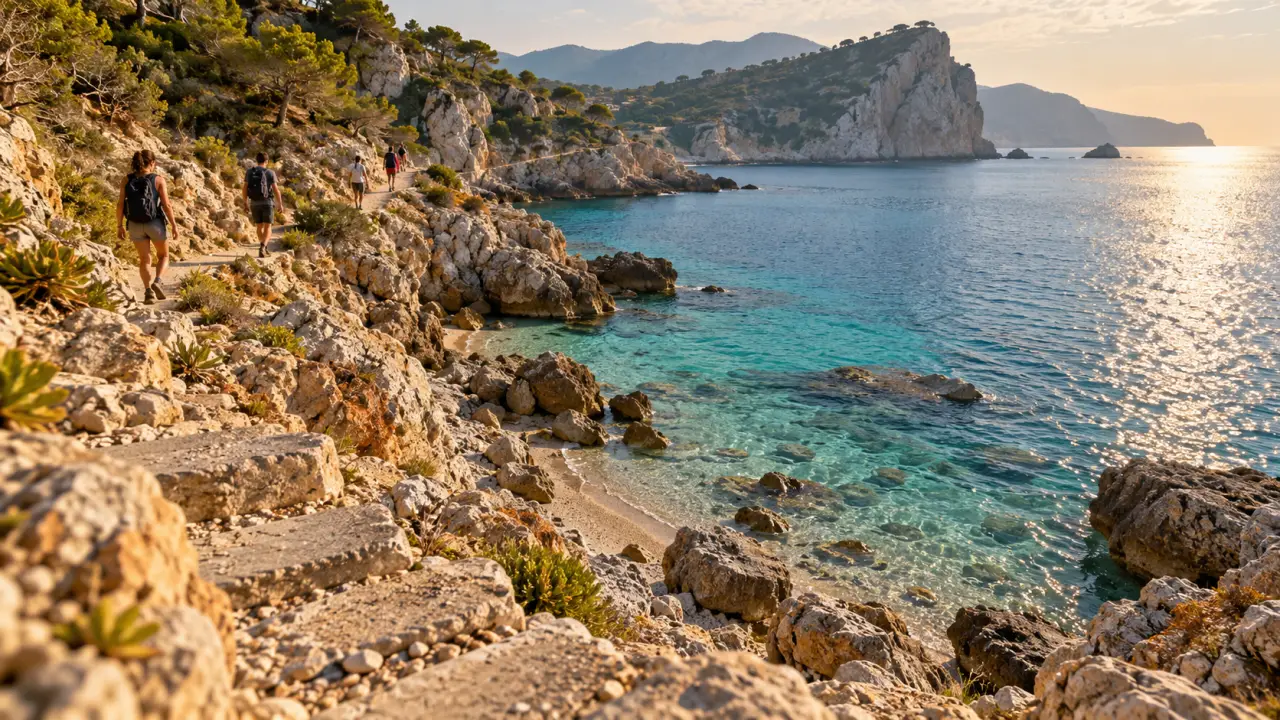 Criques du cap estel : sentier rocheux vers petites criques