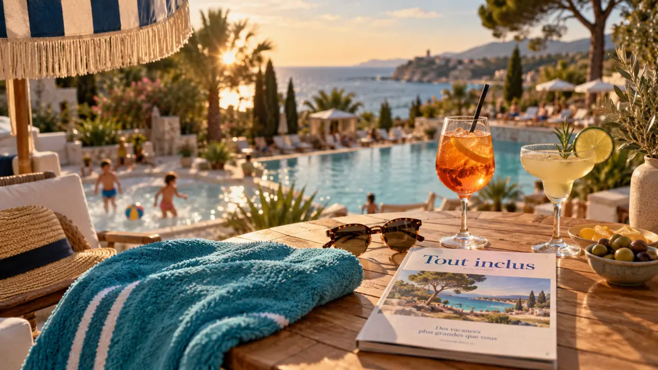 Hotel club sud de la france : terrasse avec vue mer et formule tout inclus