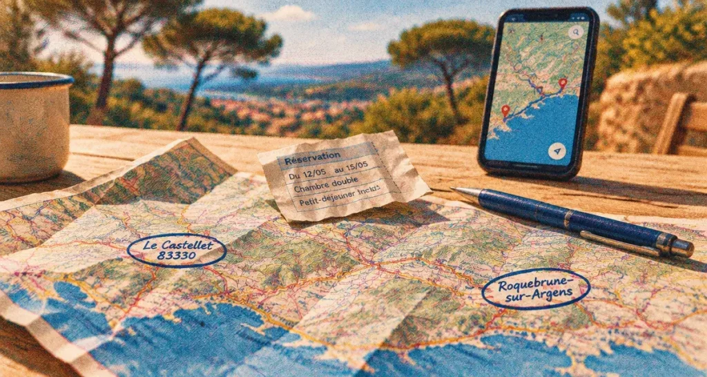 Carte Le Castellet Domaine de la Bergerie et repères d’hébergements